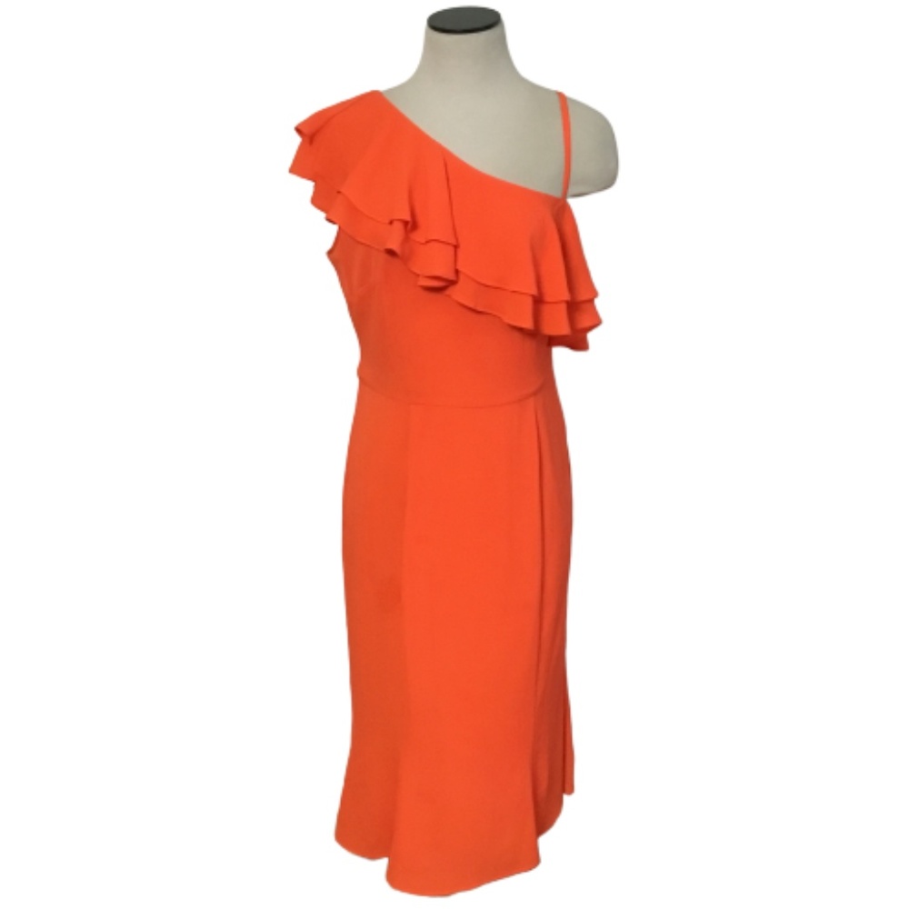 London Times Petite One Shoulder Midi Sheath